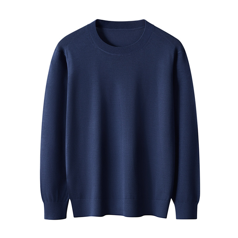 100%羊毛衫男士薄款圆领针织衫2026新款长袖精纺细支毛衫春季上衣