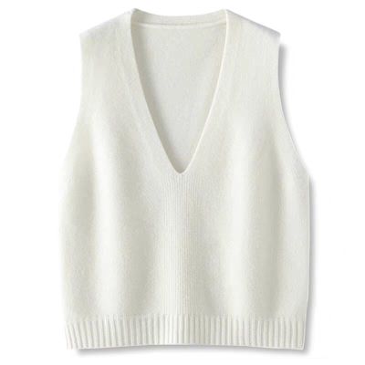 深V领针织马甲女纯羊毛衫新款叠穿百搭坎肩毛衣外搭大V背心绒马夹