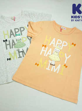 kp日本制儿童夏季短袖t恤女童孩宝宝纯棉刺绣上衣裙圆领休闲童装