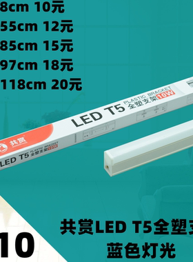 蓝色灯光共赏照明led灯管t5全塑支架全套一体化方形节能光管灯具