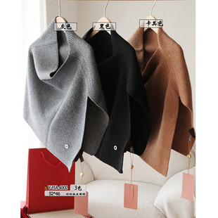 针织羊绒纯色软糯围脖女围巾级感时尚秋冬新款套头披肩保暖外搭
