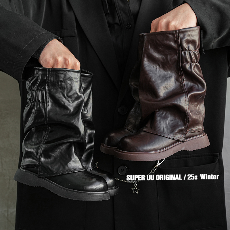 冬季加绒英伦风长筒女童皮靴