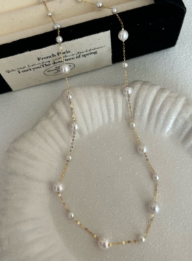 天然淡水18K金满天星珍珠项链