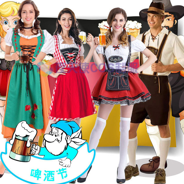 万圣节服装女啤酒节酒吧女郎 cosplay德国啤酒节化装舞会服装派对