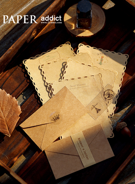 21DOES 花边便笺信封套装  Art Nouveau原创A6手工迷你信纸手账底