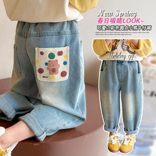 女童牛仔裤春秋款2025秋装新款宝宝小女孩秋季长裤儿童直筒裤子女
