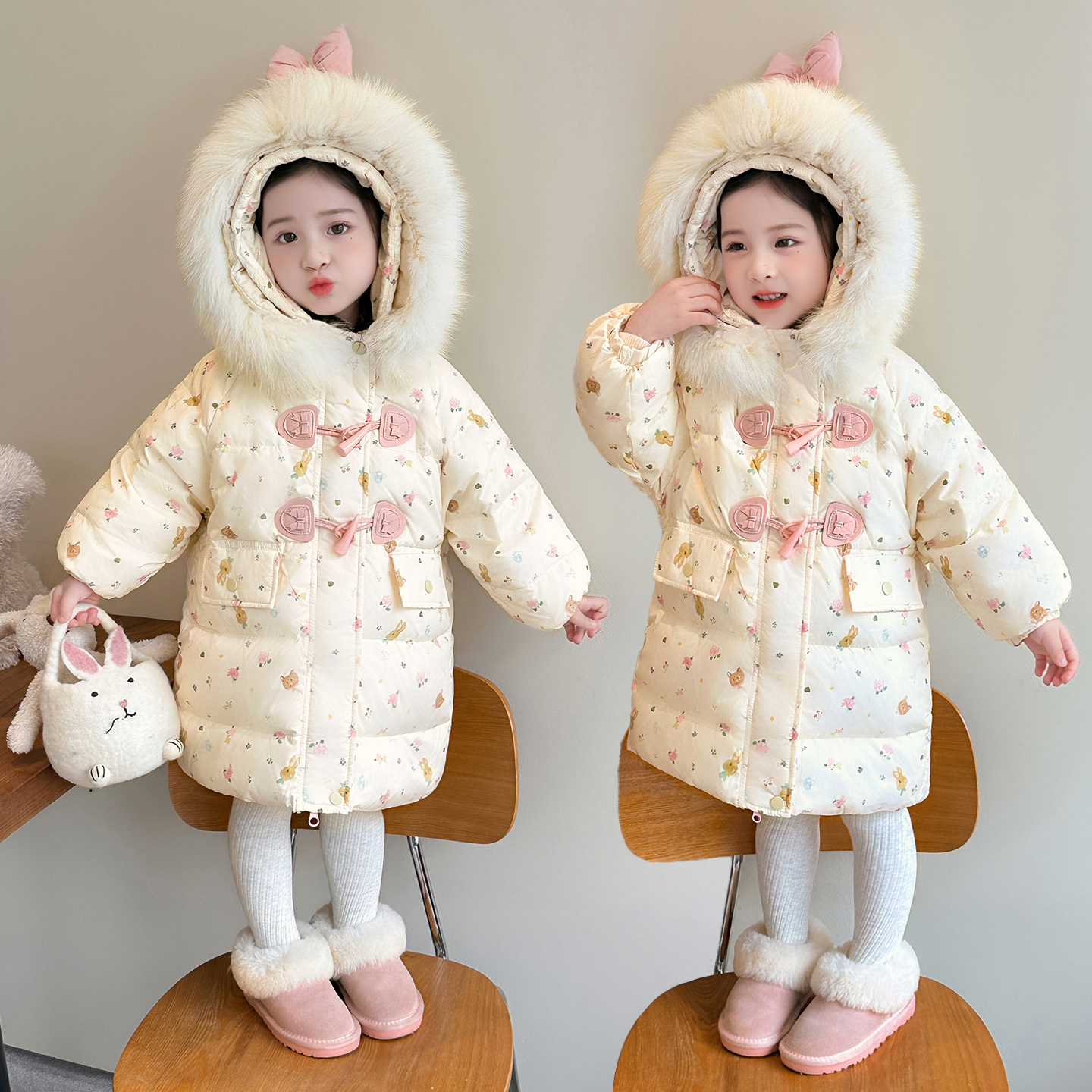 女童羽绒服女宝加厚儿童外套冬