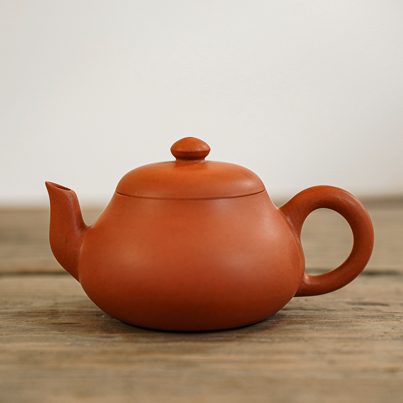 潮州朱泥手拉壶文德堂陈树燕功夫茶壶冲茶壶朱泥紫砂泥矮梨壶