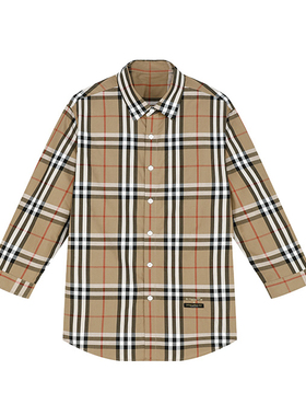 男装 夏青年七分袖卡其格桑蚕丝衬衫B1CBB2204