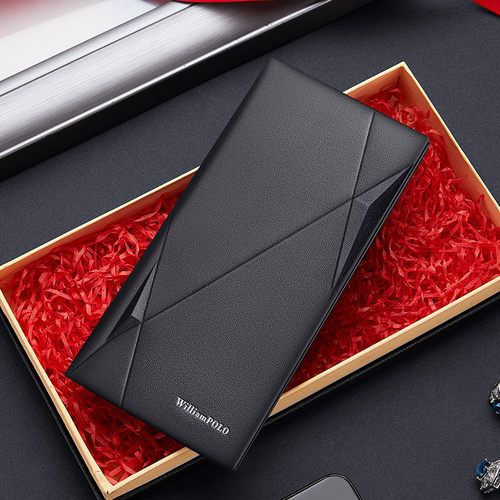 英皇保罗新款钱包男长款真皮多卡位牛皮超薄软皮夹