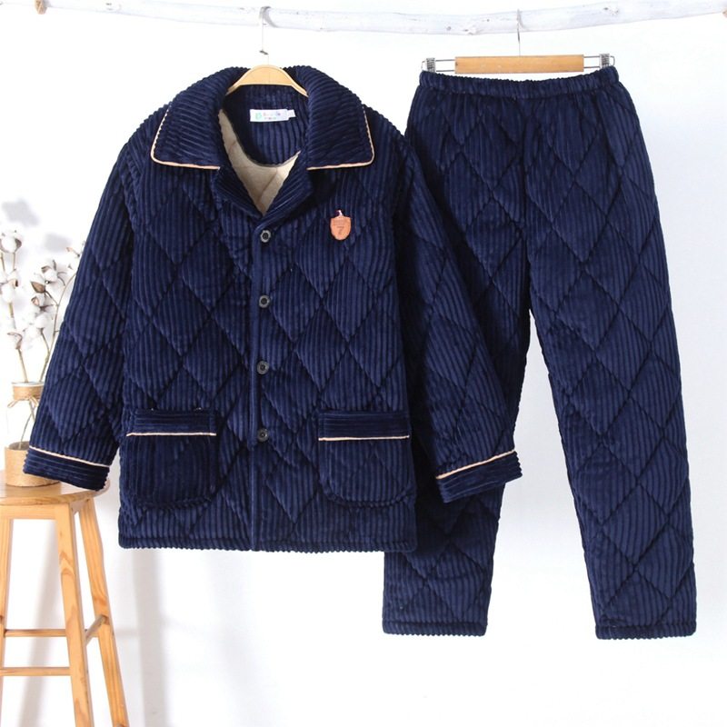 男士睡衣2025新款冬牛奶绒冬装加厚加绒珊瑚绒中老年爸爸家居服