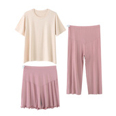 月子服睡裤 套装 短袖 短裤 孕妇睡衣莫代尔夏季 家居服薄款 女孕期大码