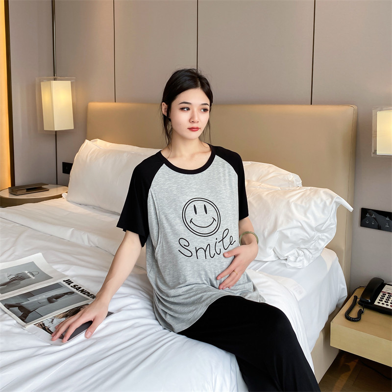 浦乳期喂奶夏装睡衣宝妈2023产后哺衣母乳期孕妇坐月子夏天家居服