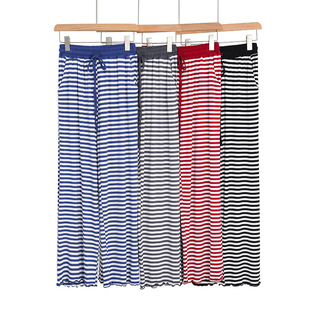 家居服裤子女款可外穿单件春秋莫代尔条纹休闲柔软单独睡裤家居裤