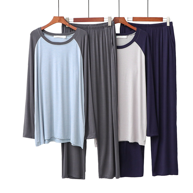 男士睡衣春款2024新款青年春季简约薄款莫代尔家居服可出门休闲