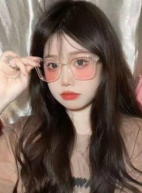 新款网红渐变腮红眼镜女纯欲风韩版潮黑框眼镜百搭ins素颜平光镜