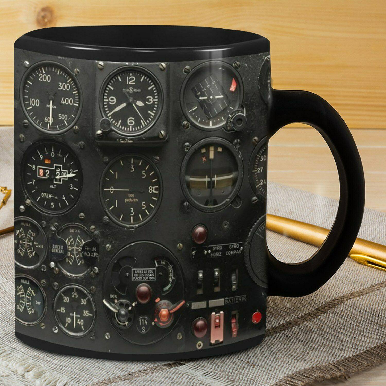 Pilot Instrument陶瓷咖啡马克杯子飞行员飞机仪表盘茶水生日礼物