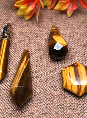 天然黄虎灵摆吊坠虎眼石项坠挂饰