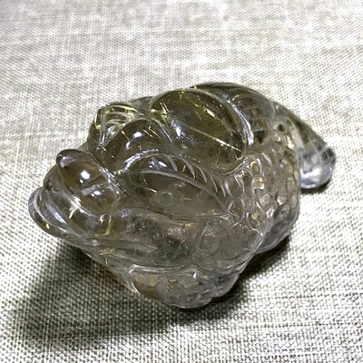 天然钛晶三足金蟾摆件手工雕刻