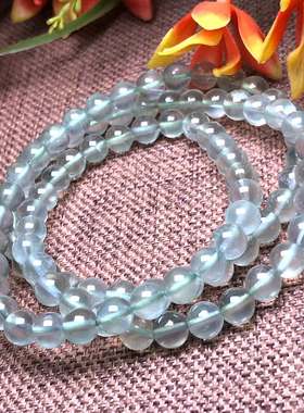 天然葡萄石手链冰种三圈手串女款