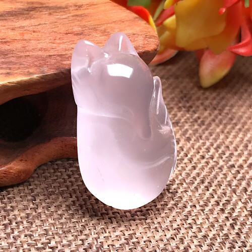 天然冰种粉水晶狐狸吊坠女款饰品