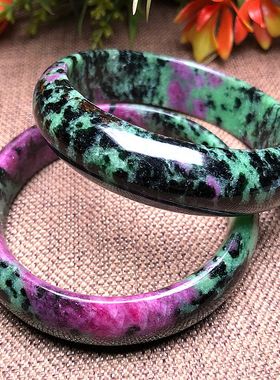 天然红绿宝手镯原矿切割女款手环