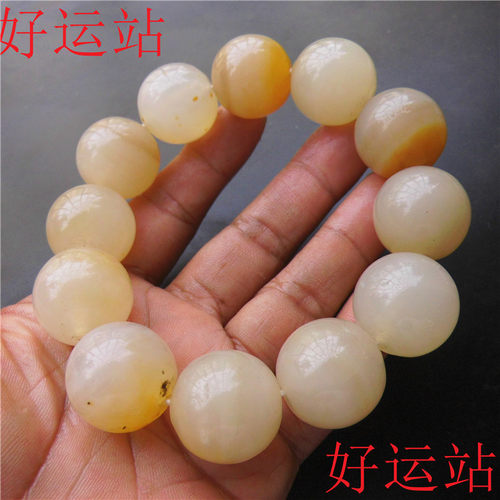 促销新款云南黄龙玉圆珠男士手链玉石手珠黄蜡石手串手持玉佩手饰