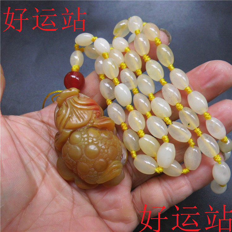 黄龙玉籽料霸业金蟾吊坠手工玉石
