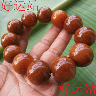 促销黄龙玉男士手链宝石圆珠手串黄蜡石手饰观赏奇石手珠水草玉珠