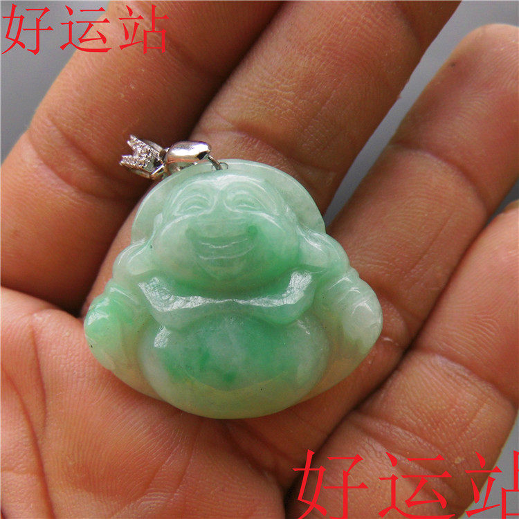 促销新款促销缅甸翡翠开心佛女生吊坠玉石手工时尚挂件玉饰品颈饰