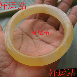 促销龙陵黄龙玉女生手镯时尚玉镯子黄蜡石手饰贵妃玉镯俏色玉手串