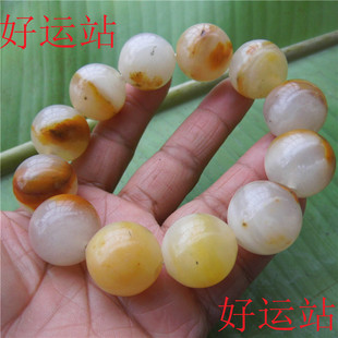 黄龙玉原色圆珠男士手串黄蜡石单圈手链宝石手饰玉石手珠珠宝首饰