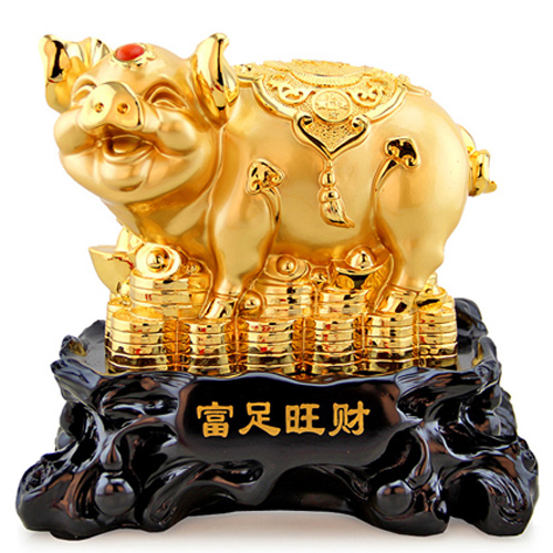 包邮金猪摆件工艺品摆设聚宝盆家居风水饰品十二生肖招财猪发财猪