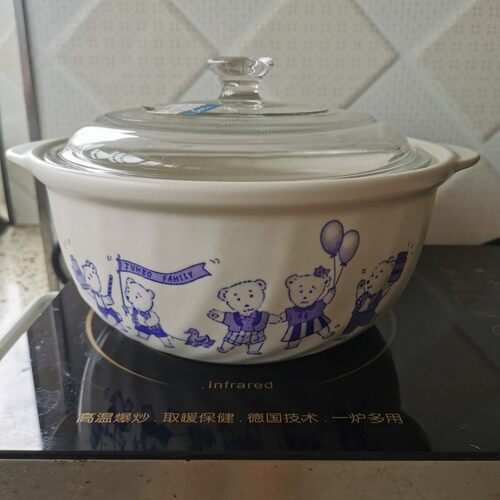 景德镇珍宝全玻璃盖小熊卡通汤锅