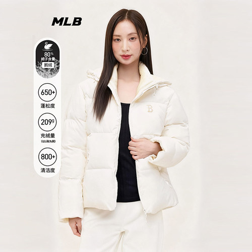MLB男女NY防泼水连帽鹅绒羽绒服