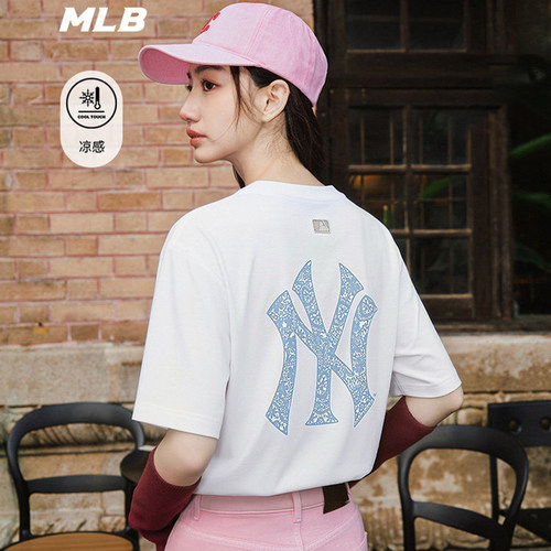 MLB男女NY大标凉感宽松短袖T恤