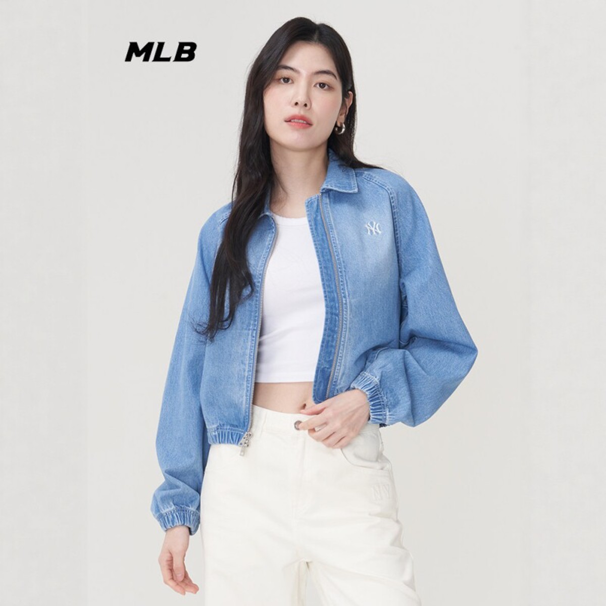 MLB春夏新款女子学院风牛仔夹克图片