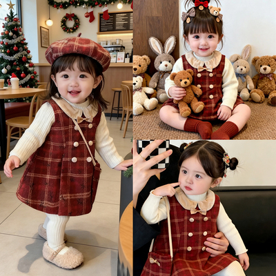 高端女童秋冬背心裙2025新款周岁