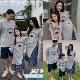 高端亲子装 拼接母女连衣裙 夏一家三口男女童小熊刺绣T恤纯棉短袖