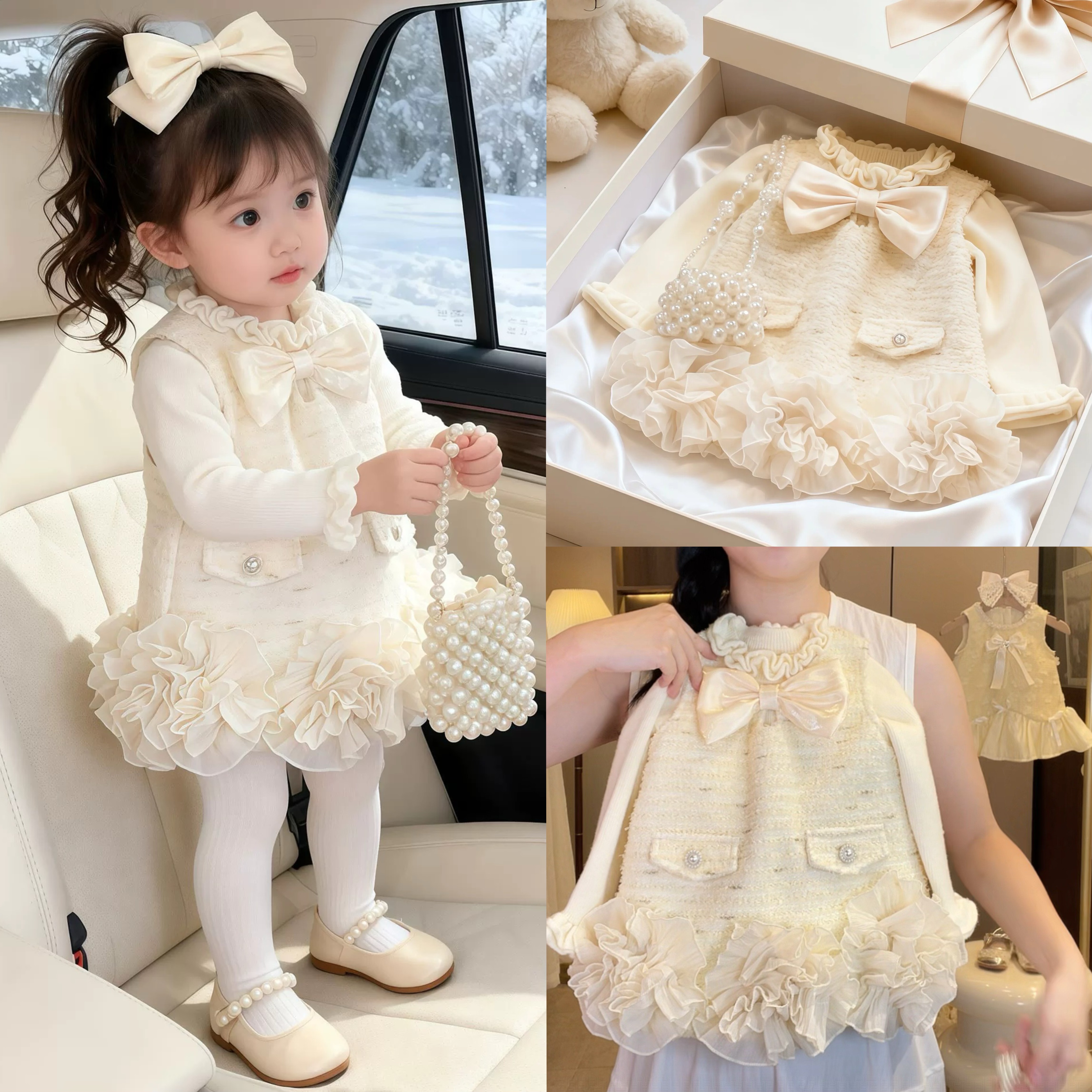 女童小香风背心裙冬装2026礼服裙