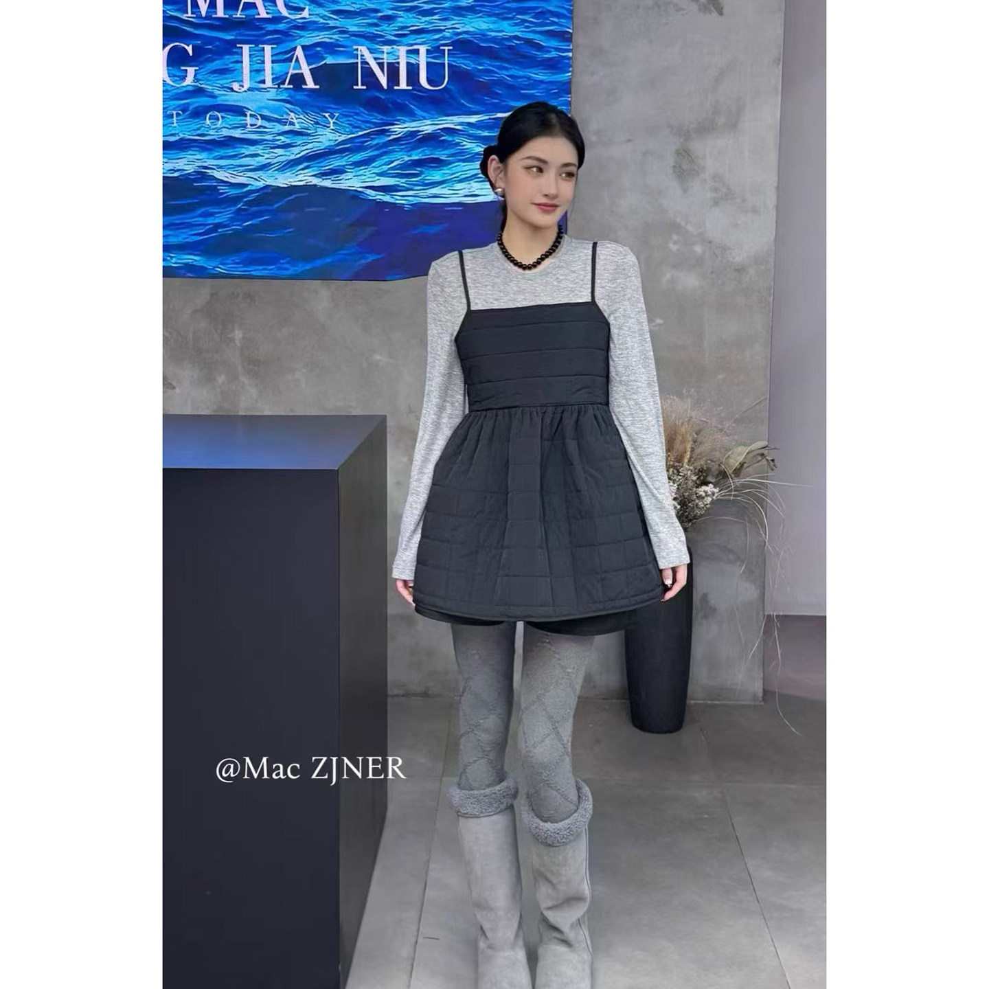 小众高级感时尚吊带连衣裙三件套