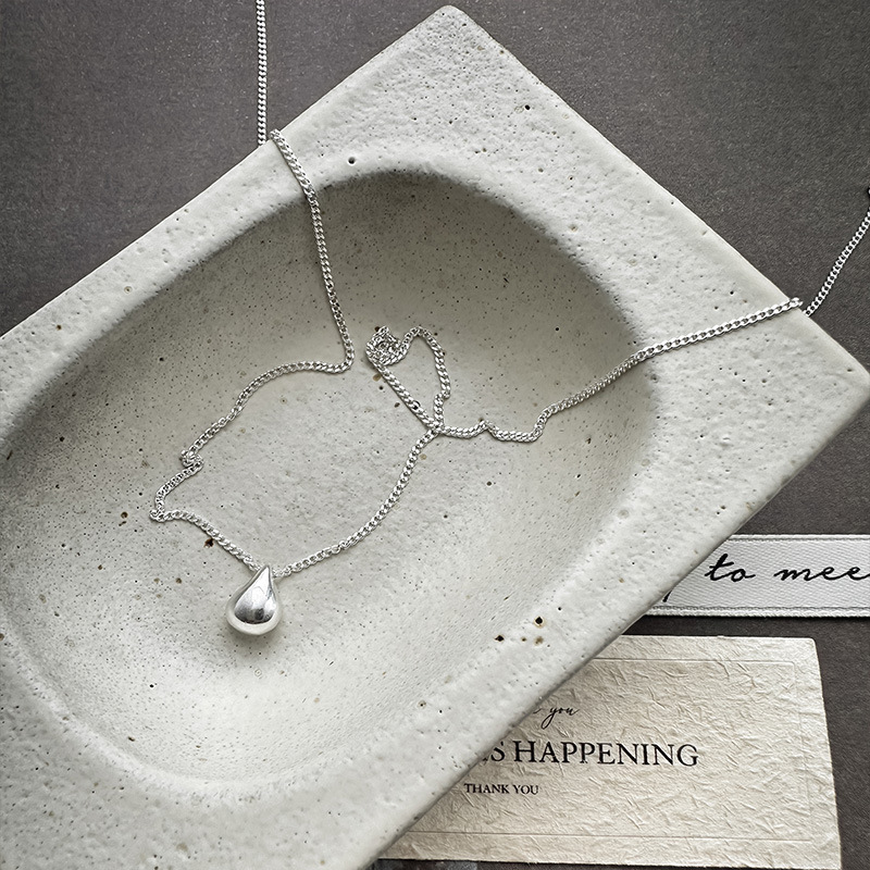 S925纯银水滴形侧身链叠