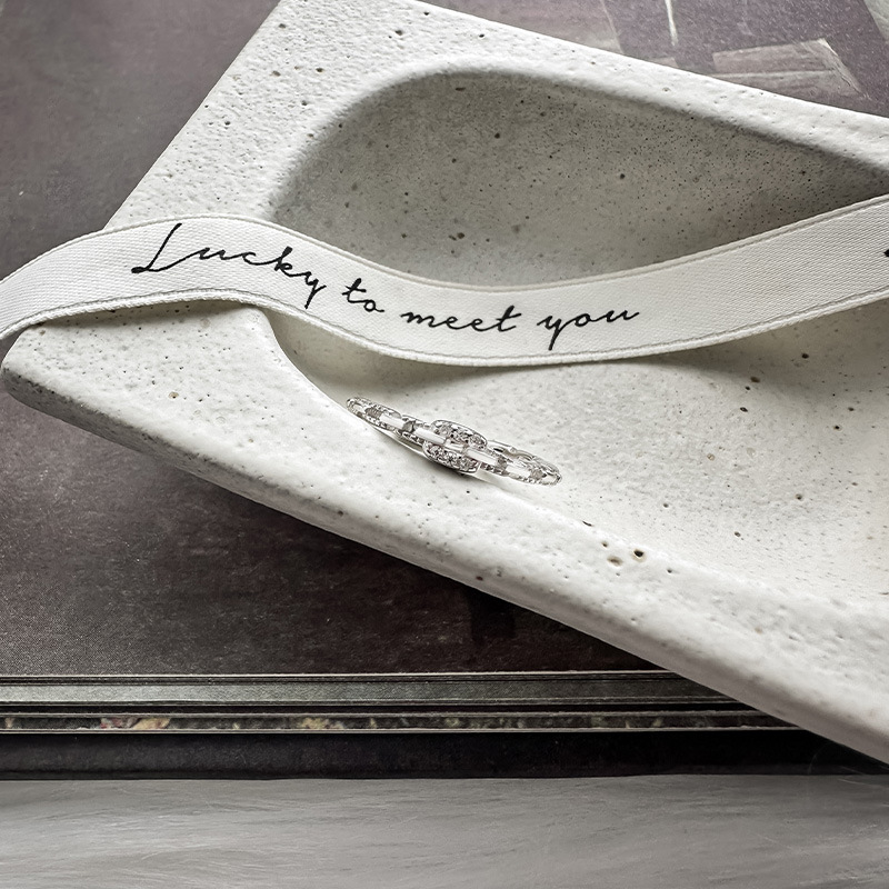 S925银方钻链条戒指小众