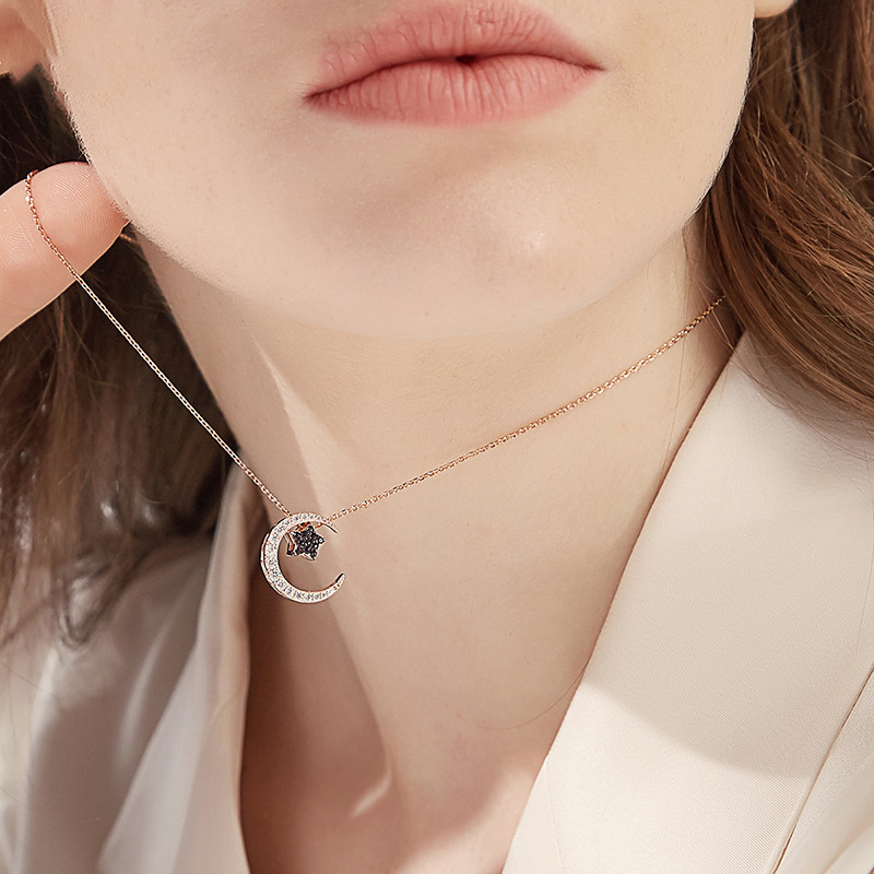 S925银锁骨链镀14K玫瑰金