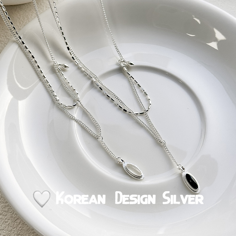 S925纯银星轨黑玛瑙双层