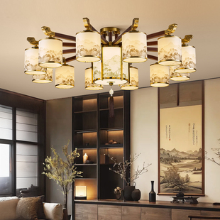 书房客厅餐厅大气全铜吸顶吊灯复古卧室代宋氏美学中古主灯新中式