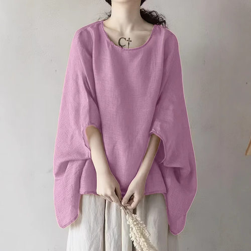 PlainBatwingSleeveBlouseCasual