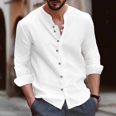 [Summer Vibes]Men’s linen shirt casual button short