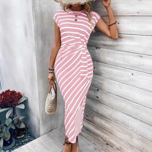 Women'sStripedCapSleeveSlimFit