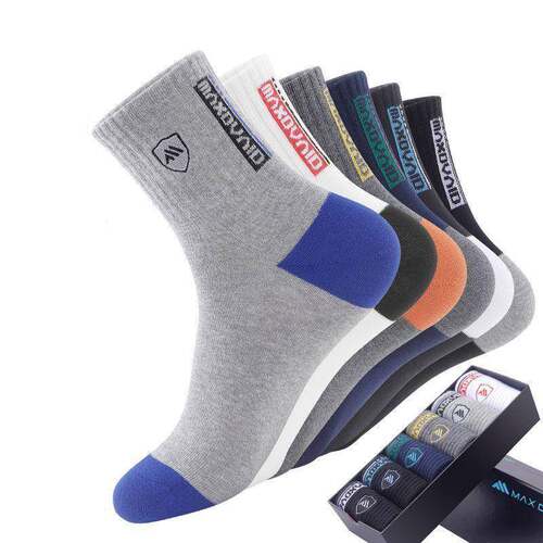 Women's 5 Pairs Colorblock Stripped & Star Print Crew Socks